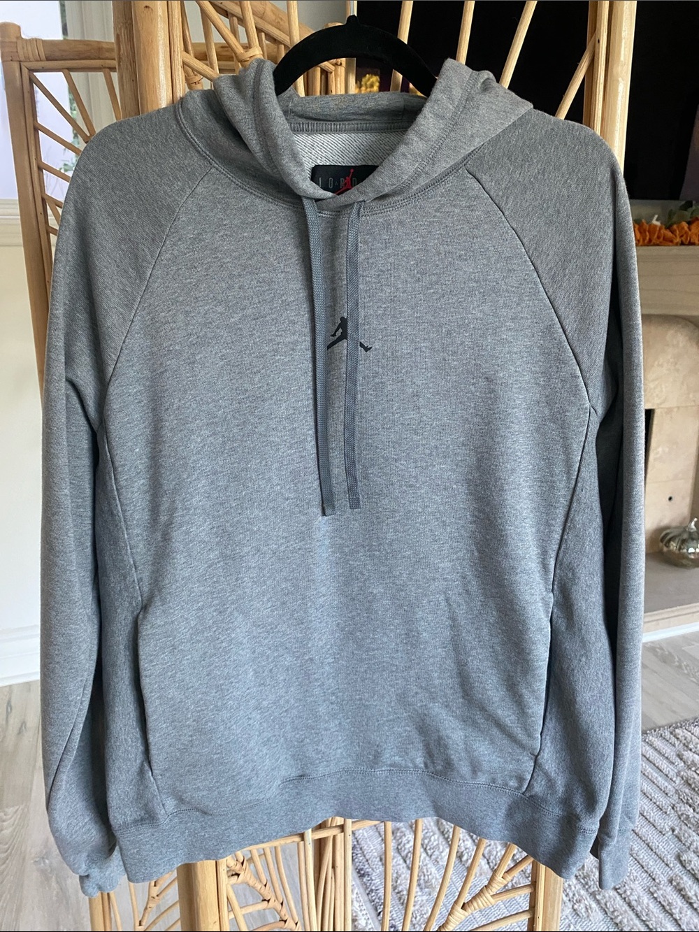 Jordan Heather Gray Pullover Hoodie with Small Jumpman